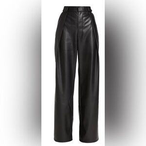 MOTHER Black Wide Leg Faux Leather Pants